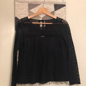 Hollister partially mesh/lace long sleeve top